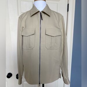 Theory Men's Khaki Zip-Front Shirt Jacket